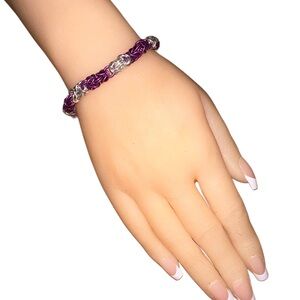 Chainmail Byzantine Purple and Silvertone Bracelet